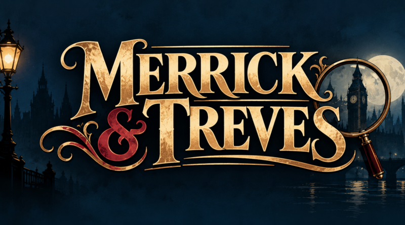 Imagen ilustrativa creada con inteligencia artificial para animARTE, inspirada en la ambientación victoriana y el misterio de «Merrick & Treves». El diseño incorpora una tipografía clásica, una lupa y elementos del Londres del siglo XIX. No se trata del logotipo oficial de la serie ni de material promocional de HBO.